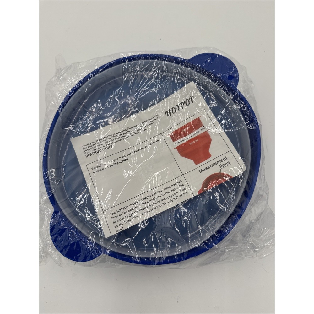 HOTPOP Microwave Popcorn Popper‎ - Blue 8x2.25 Size, Collapsible Bowl New